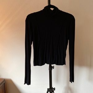 Black ribbed long sleeve mock neck shirt